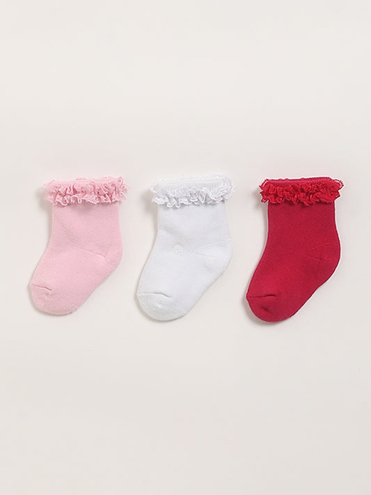 HOP Baby Multicolor Frilled Socks - Pack of 3
