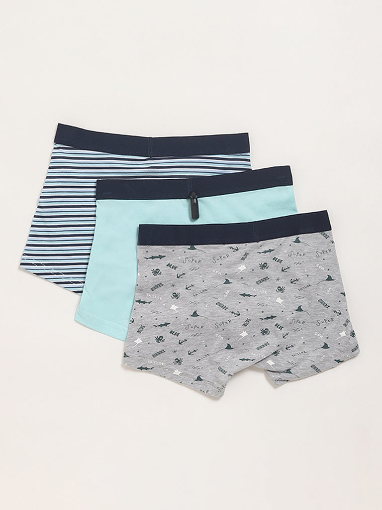 Y&F Kids Green Assorted Briefs - Pack of 3