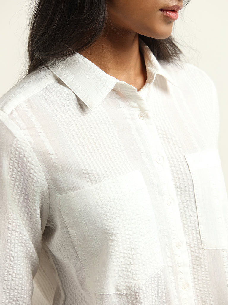 LOV White Textured Shirt