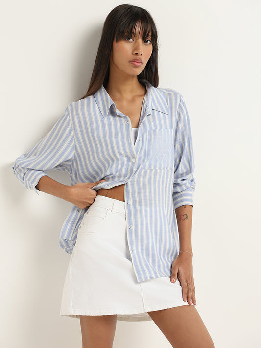 Nuon Blue Striped Shirt