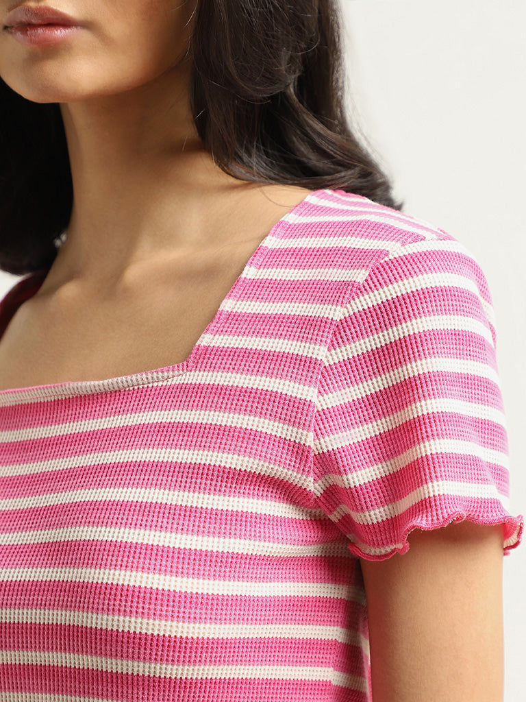 Nuon Pink Striped T-Shirt