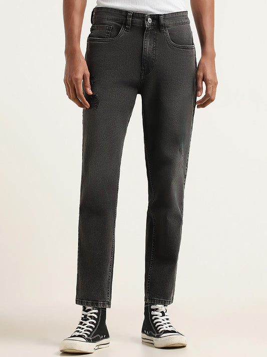 Nuon Black Torned Straight Fit Jeans