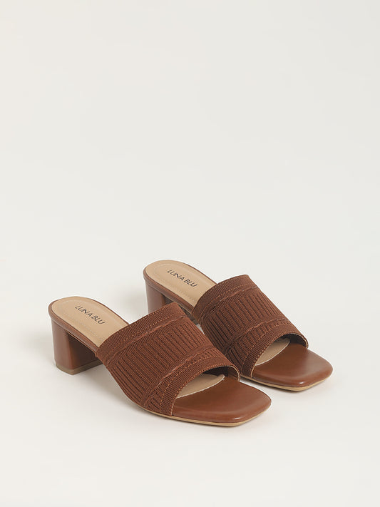LUNA BLU Brown Knitted Heel Sandals
