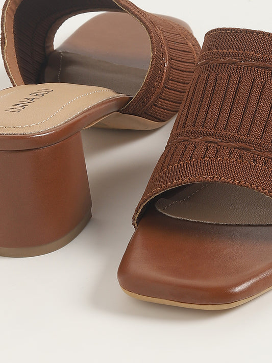 LUNA BLU Brown Knitted Heel Sandals