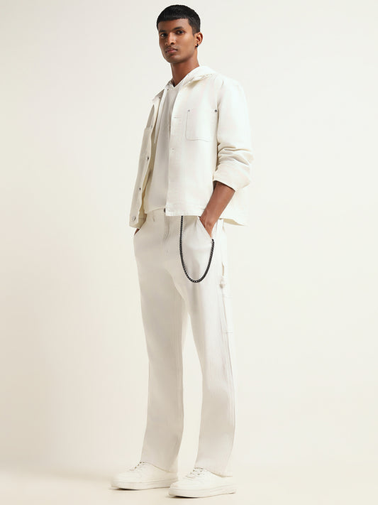 Nuon White Relaxed Fit Cargo Pants