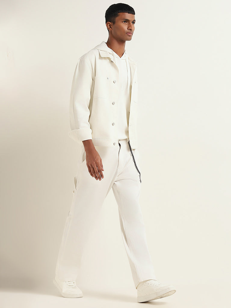Nuon White Relaxed Fit Cargo Pants