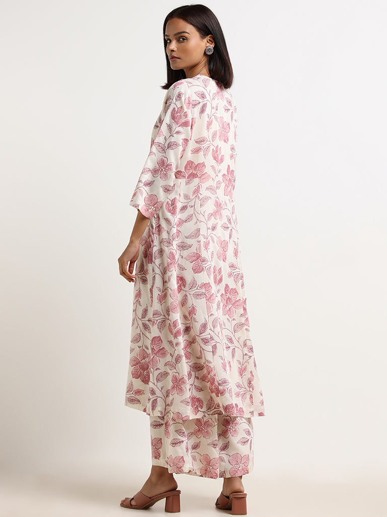 Zuba by Westside Blue A-Line Floral Patterned Kurta