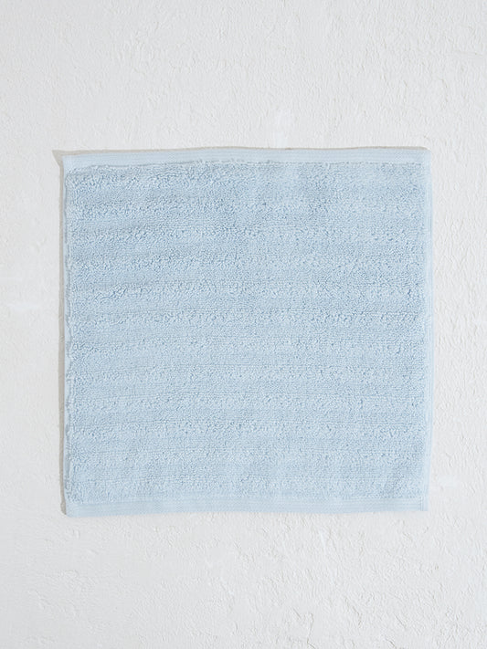 Westside Home Light Blue Self-Striped Face Towel (Set of 2)