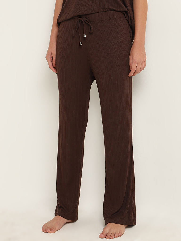 Wunderlove Brown Self-Patterned Supersoft Pants