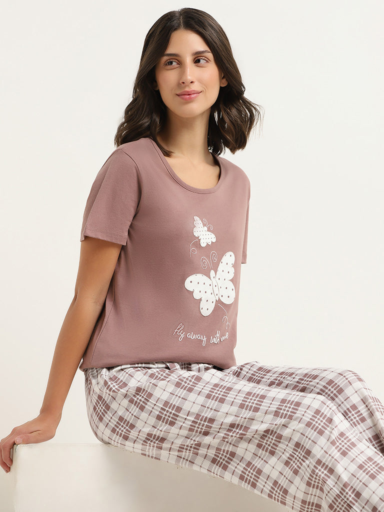 Wunderlove Brown T-Shirt & Pyjamas Set