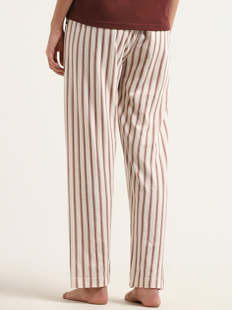 Wunderlove Ivory Striped Cotton Pyjamas