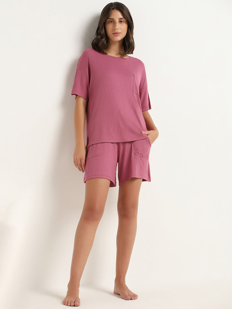 Wunderlove Pink Self-Patterned Supersoft Shorts