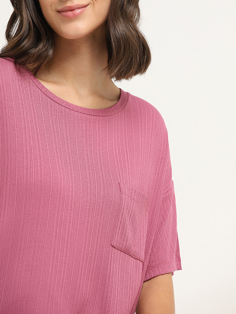 Wunderlove Pink Self-Patterned Supersoft T-Shirt