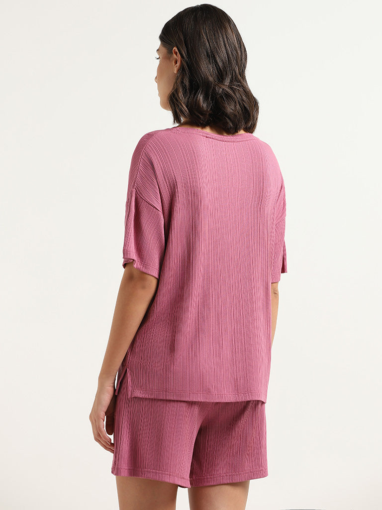 Wunderlove Pink Self-Patterned Supersoft T-Shirt