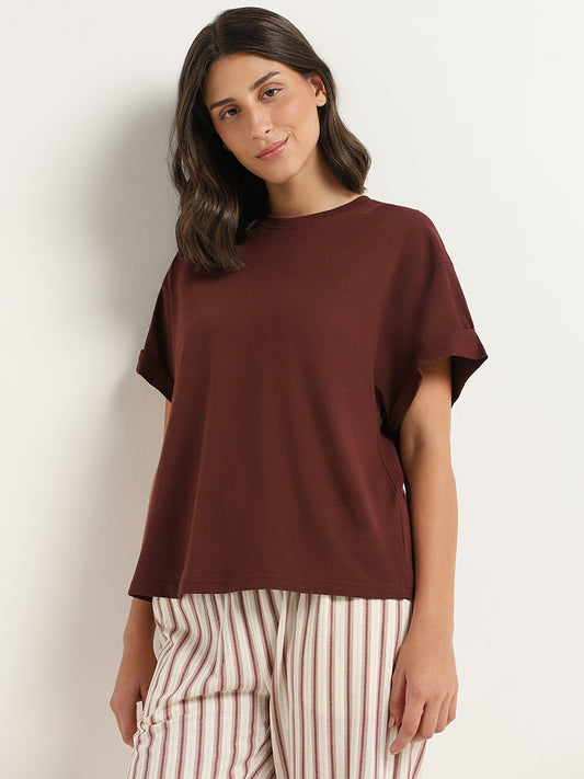 Wunderlove Plain Chocolate Brown T-Shirt