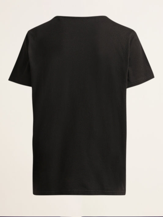 Wunderlove Black Printed Cotton T-Shirt