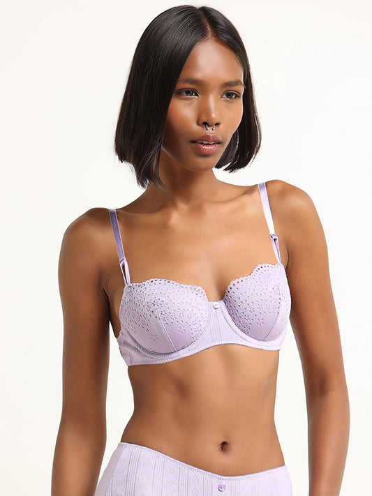 Superstar Lilac Pointelle Lace Bra