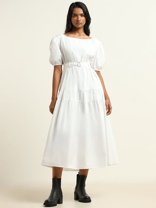 LOV White Tiered A-Line Dress
