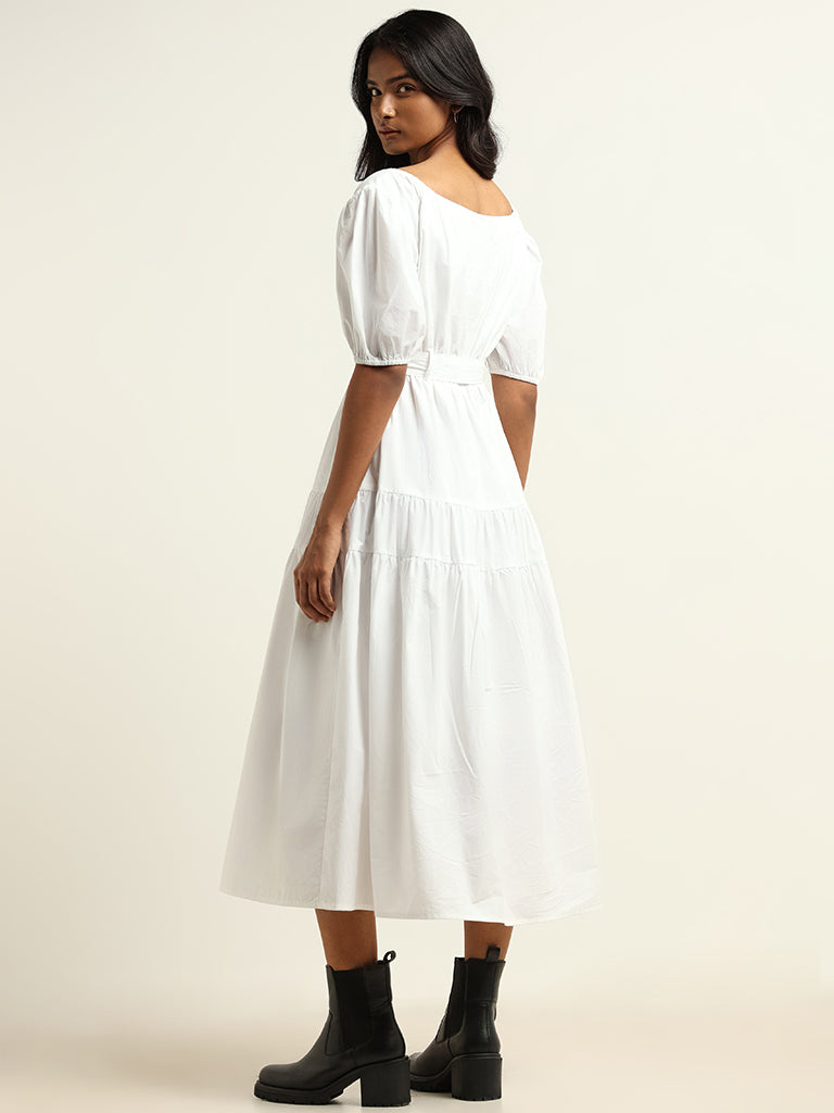LOV White Tiered A-Line Dress