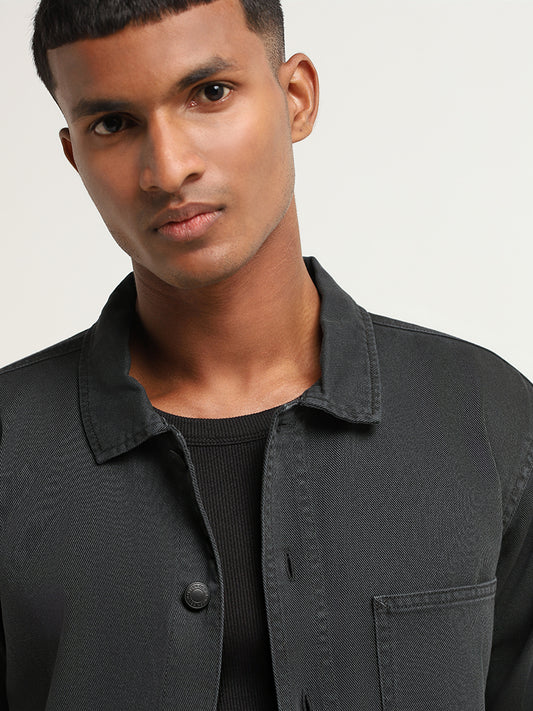 Nuon Black Cotton Relaxed Fit Jacket