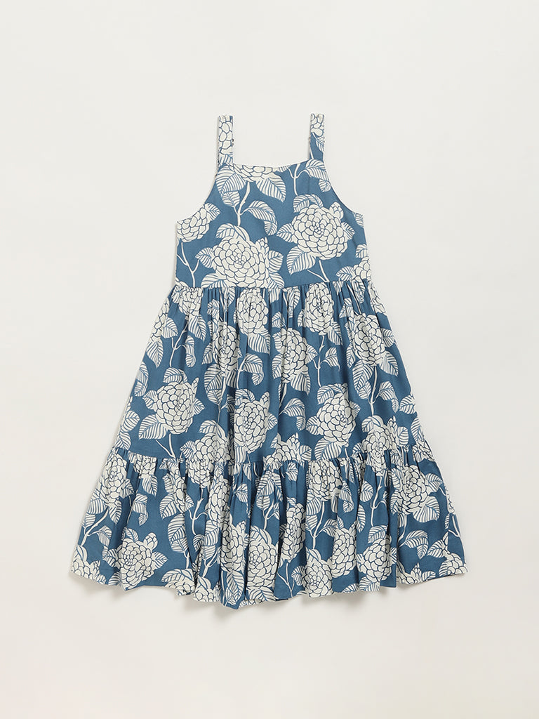 Utsa Kids Blue Floral Strappy Dress (2 - 8yrs)