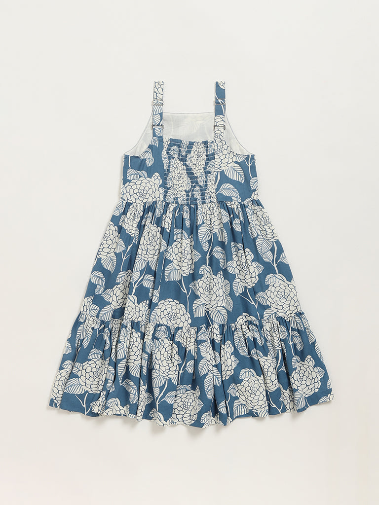 Utsa Kids Blue Floral Strappy Dress (2 - 8yrs)