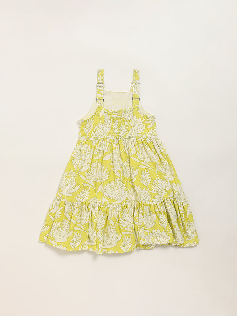 Utsa Kids Lime Floral Strappy Dress (2 - 8yrs)