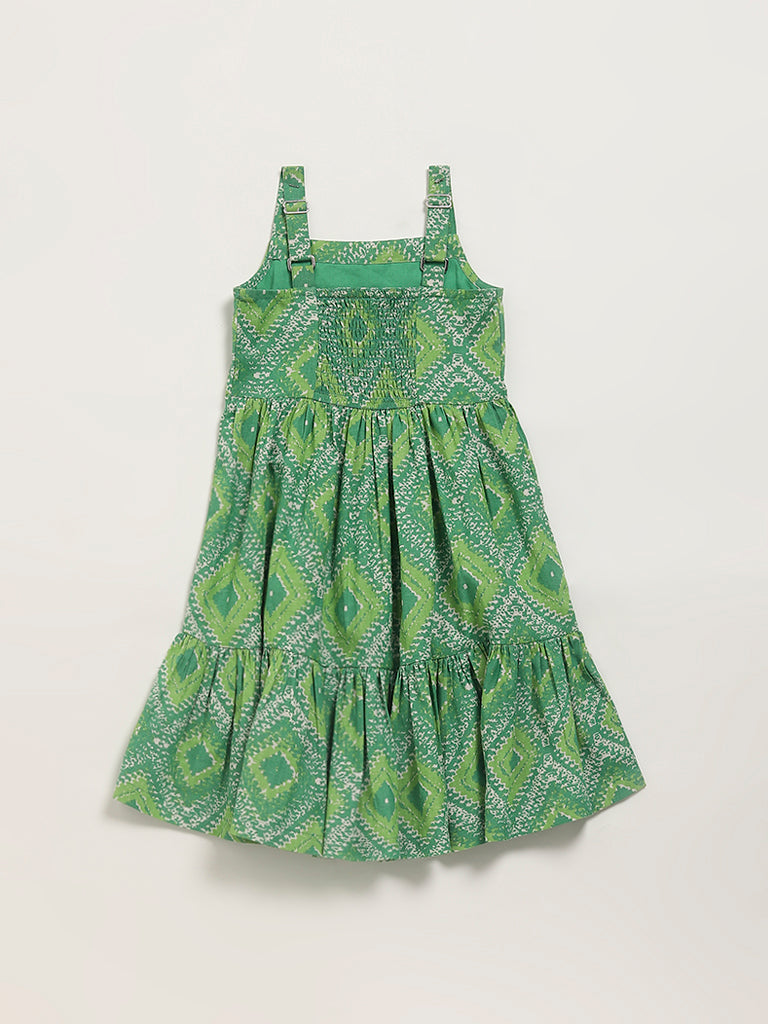 Utsa Kids Green Strappy Dress