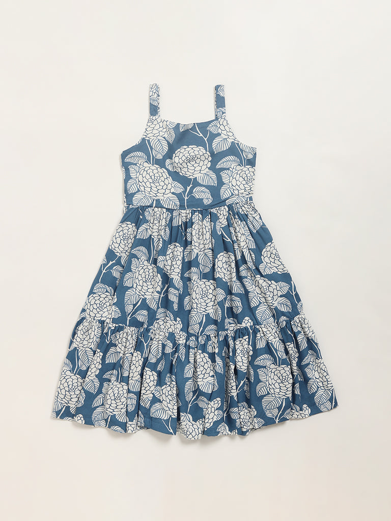 Utsa Kids Blue Floral Strappy Dress (8 -14yrs)