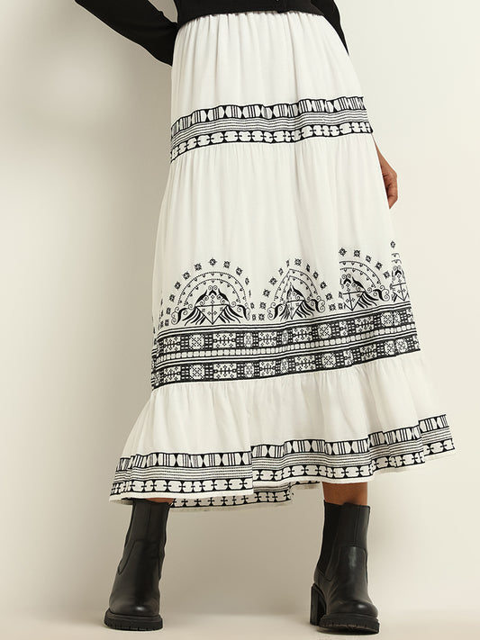 LOV Black & White Printed Skirt