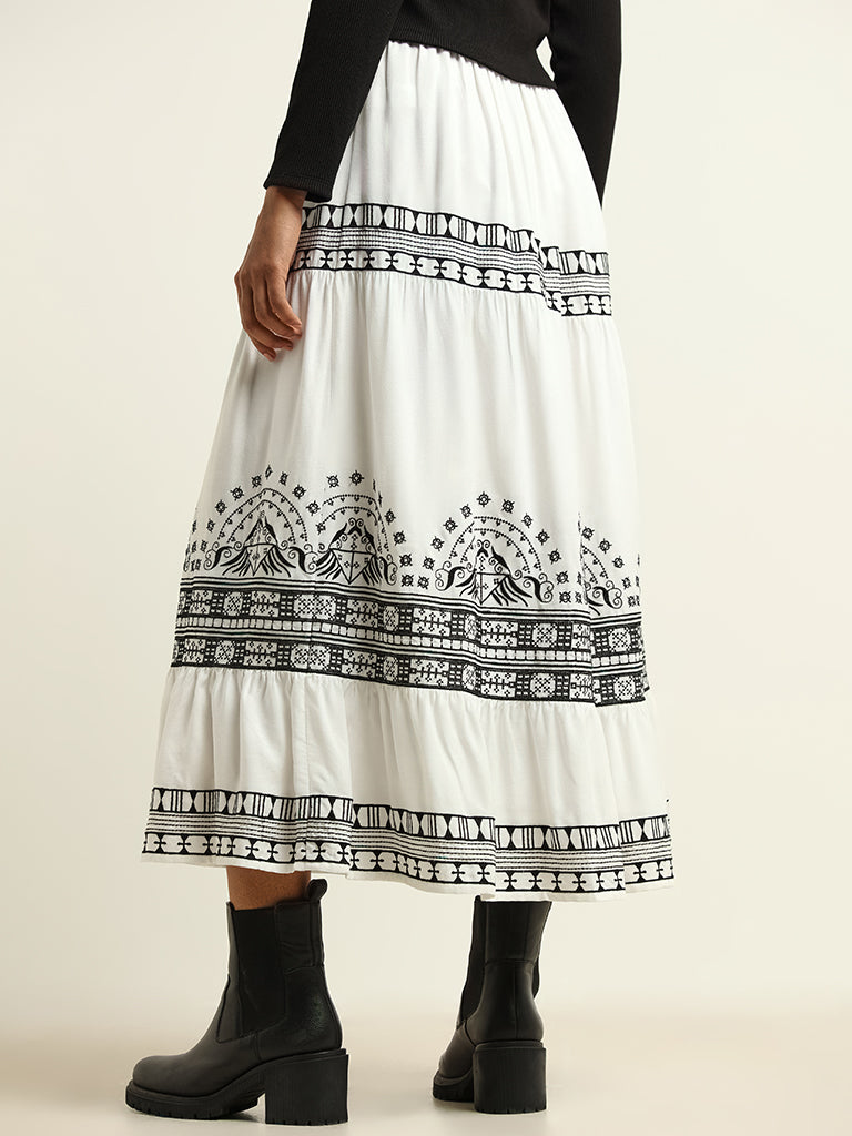 LOV Black & White Printed Skirt