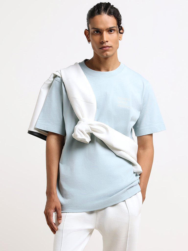 Studiofit Blue Cotton Relaxed-Fit T-Shirt