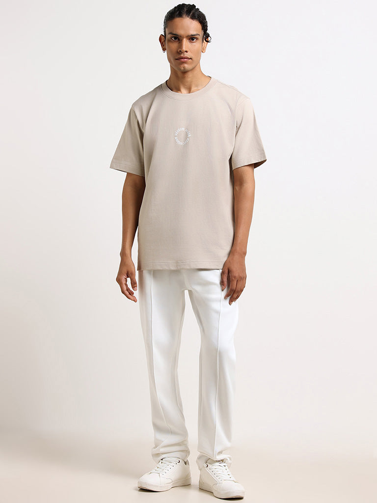 Studiofit Beige Relaxed-Fit T-Shirt