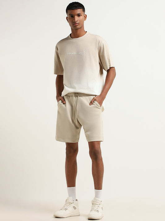 Studiofit Beige Relaxed Fit Bermuda Shorts