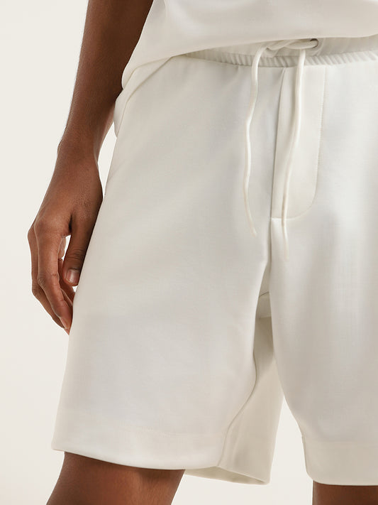 Studiofit White Relaxed Fit Bermuda Shorts