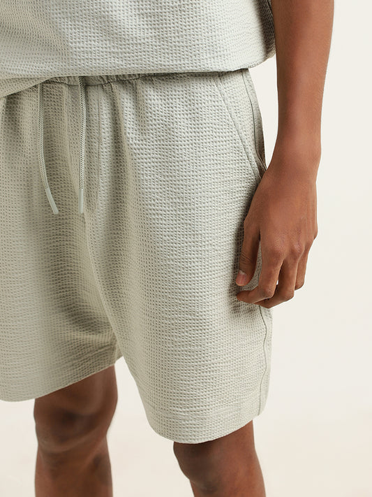 Studiofit Green Cotton Blend Relaxed Fit Bermuda Shorts