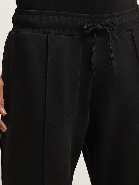 Studiofit Black Straight-Fit Mid-Rise Track Pants