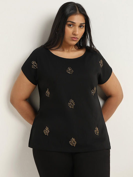Gia Black Embroidered Top