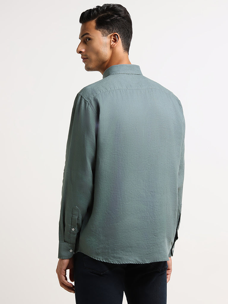 Ascot Sage Linen blend Relaxed Fit Linen Shirt