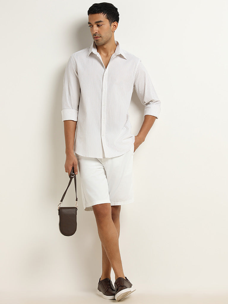 Ascot White Relaxed-Fit Crinkled Shirt