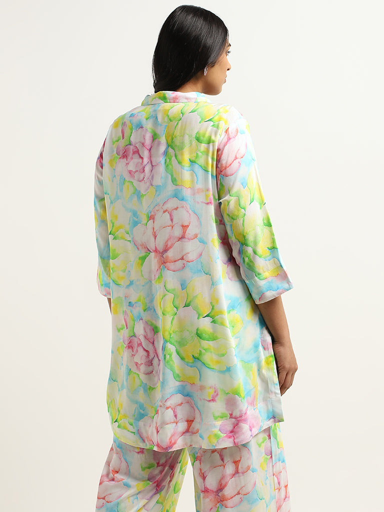 Diza Multicolor Floral Printed Cotton Tunic