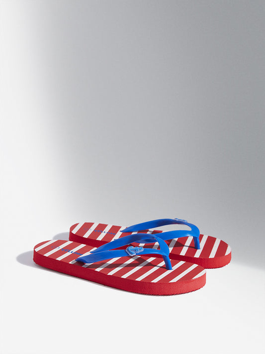 Yellow Red Striped Flip-Flop