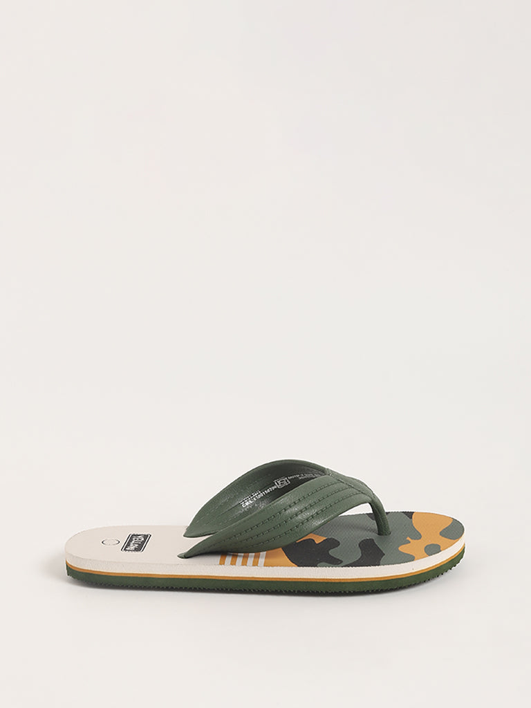 Yellow Olive Camouflage Flip-Flop