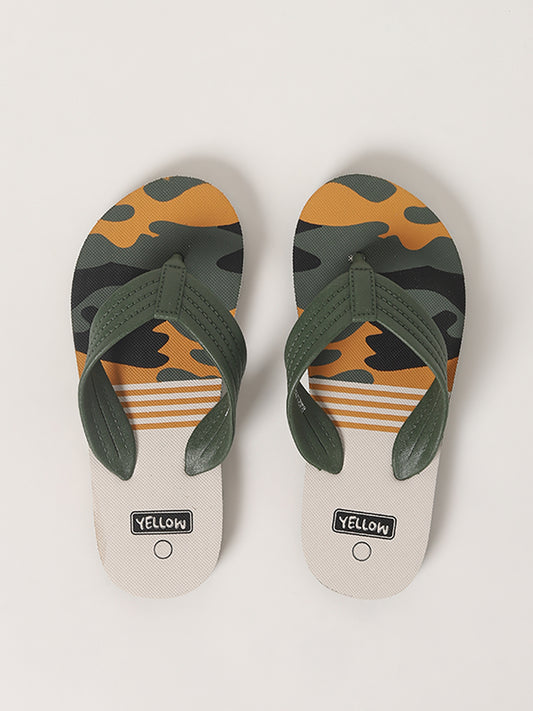 Yellow Olive Camouflage Flip-Flop