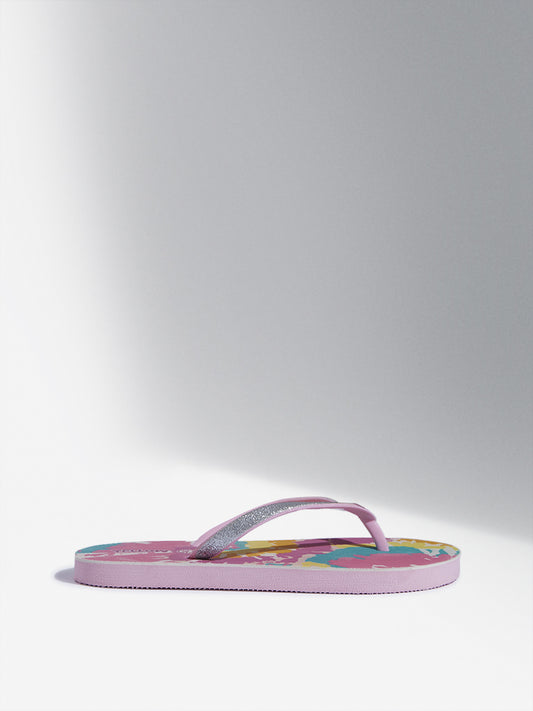 Yellow Pink Abstract Design Flip-Flop