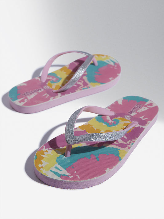 Yellow Pink Abstract Design Flip-Flop