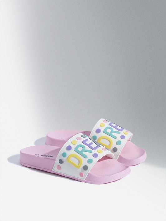 Yellow Light Pink Text Embossed Slides