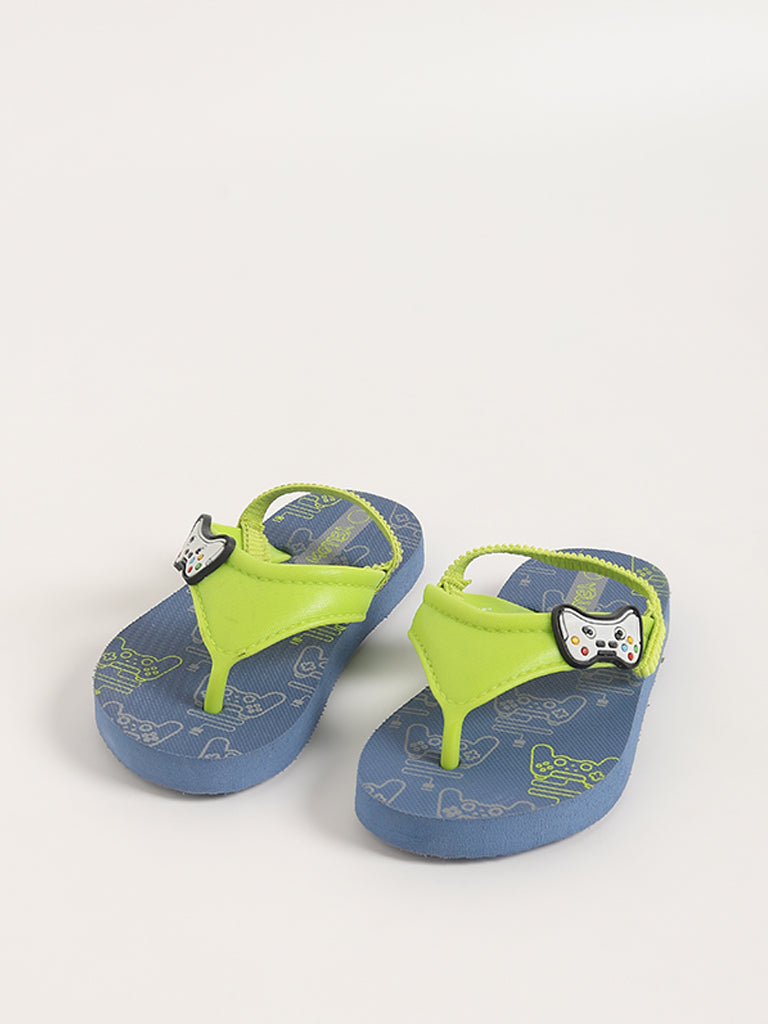 Yellow Blue Printed Flip-Flop