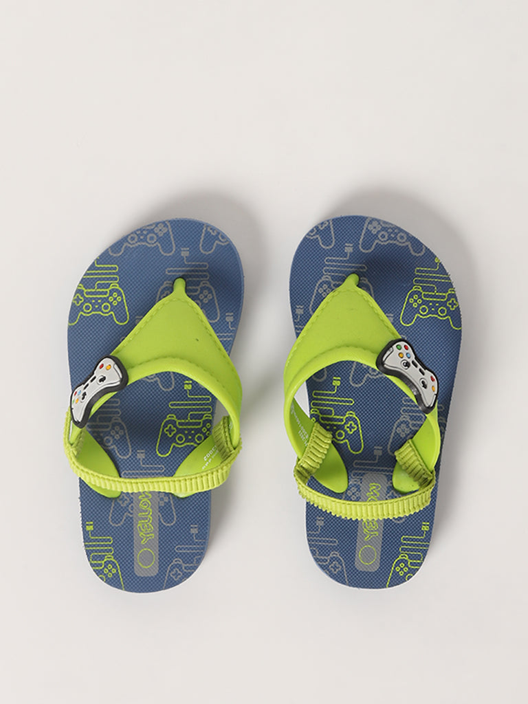 Yellow Blue Printed Flip-Flop