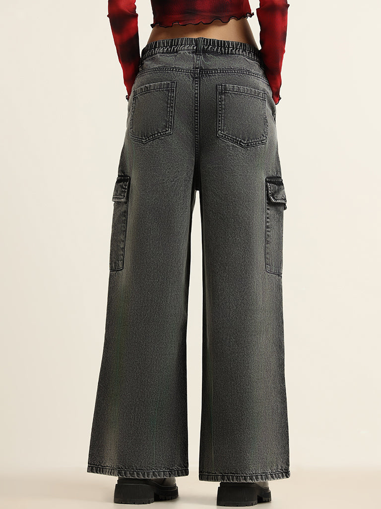 Nuon Grey Relaxed - Fit Mid Rise Jeans
